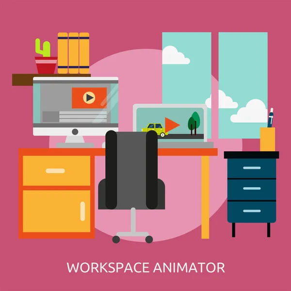Espacio de trabajo - Diseño conceptual del animador — Vector de stock