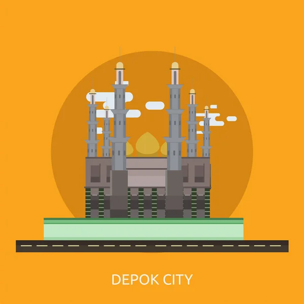 Depok město Indonésie koncepční návrh — Stockový vektor