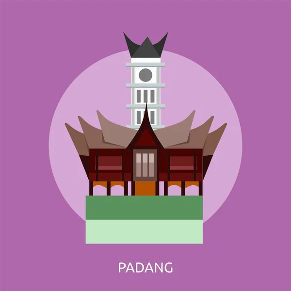 Padang Ciudad de Indonesia Conceptual Design — Vector de stock