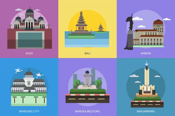 Město Indonésie koncepční návrh — Stockový vektor