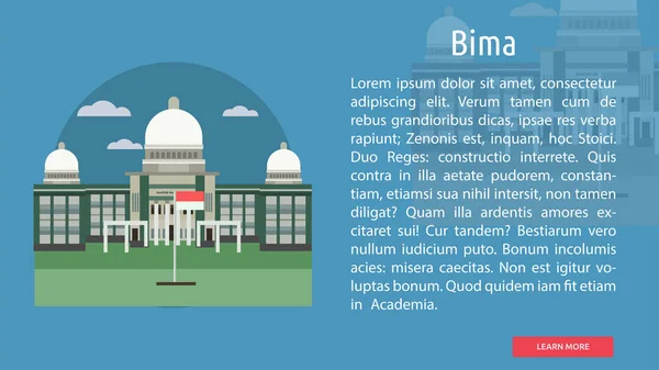 Bima Ciudad de Indonesia Conceptual Design — Vector de stock