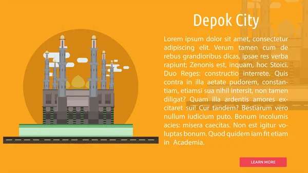 Depok Ciudad de Indonesia Conceptual Design — Vector de stock