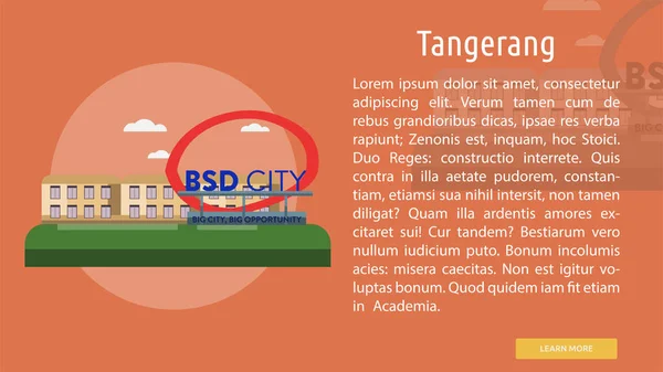 Tangerang Ciudad de Indonesia Conceptual Design — Vector de stock