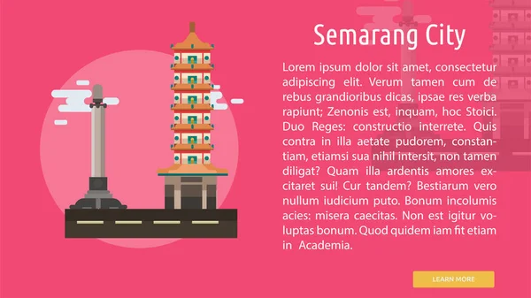 Semarang Ciudad de Indonesia Conceptual Design — Vector de stock