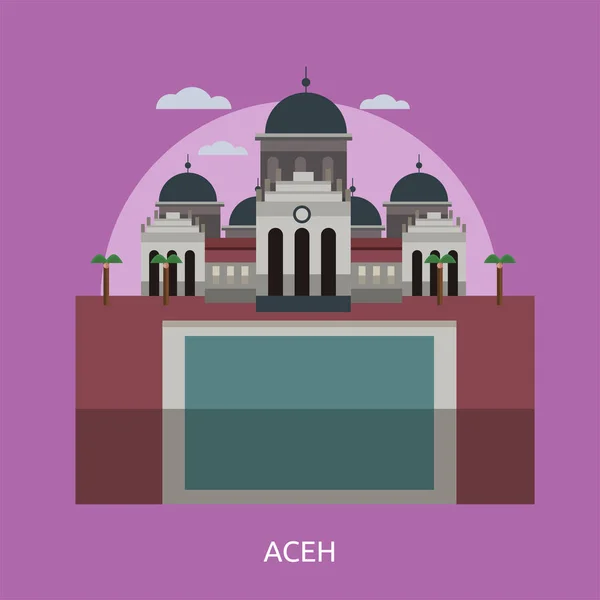 Aceh Ciudad de Indonesia Diseño conceptual — Vector de stock