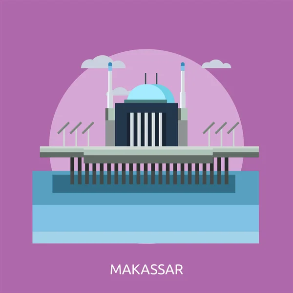 Makassar Ciudad de Indonesia Conceptual Design — Vector de stock
