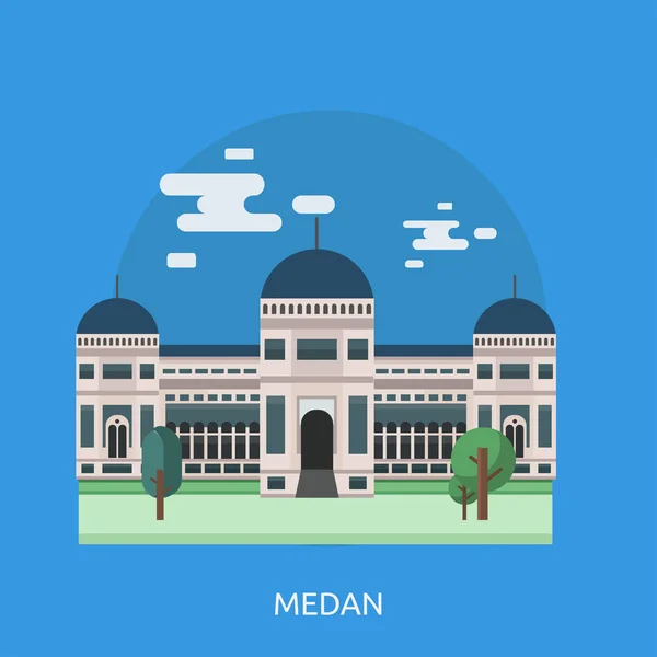 Medan Ciudad de Indonesia Conceptual Design — Vector de stock