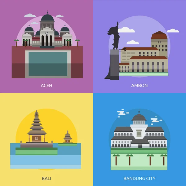 Ciudad de Indonesia Diseño conceptual — Archivo Imágenes Vectoriales