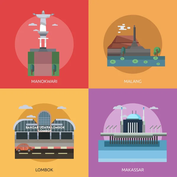 印尼城市概念设计 — 图库矢量图片