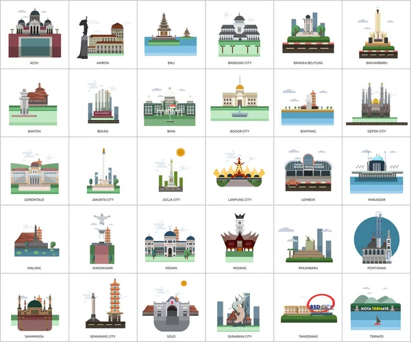 Cidade da Indonésia Conceptual Design —  Vetores de Stock