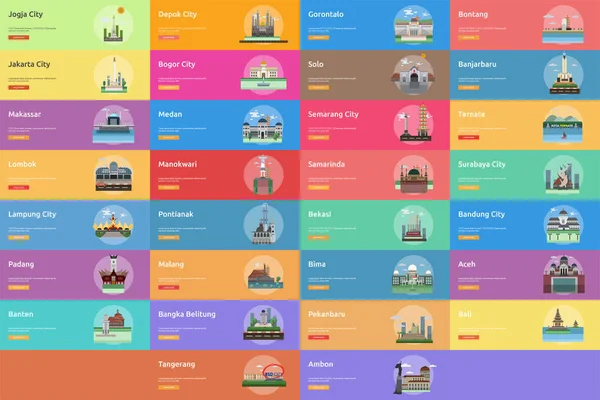 インドネシアの概念的なバナー デザインの街 — ストックベクタ