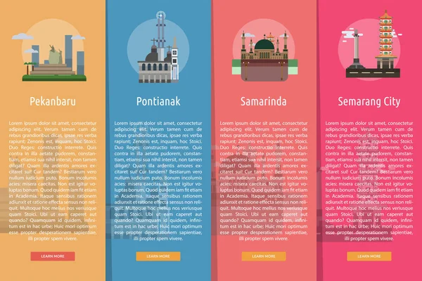 Ciudad de Indonesia Concepto de Bandera Vertical — Vector de stock