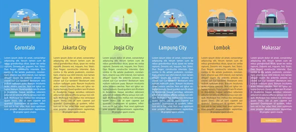 Ciudad de Indonesia Concepto de Bandera Vertical — Vector de stock