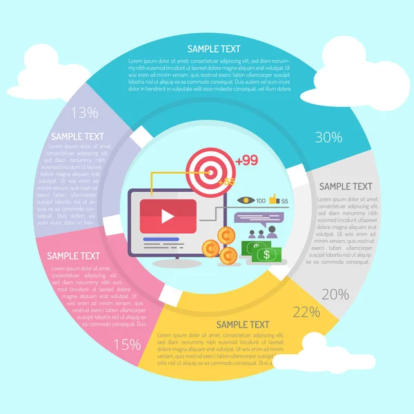 Відео-маркетинг інфографіки — стоковий вектор
