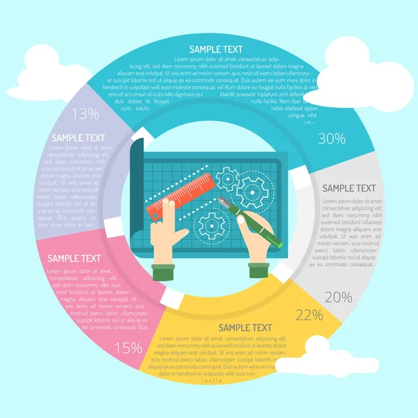 Blaupause Infografik-Konzept — Stockvektor