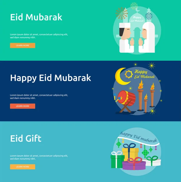 Diseño de Banner Conceptual Eid Mubarak — Vector de stock
