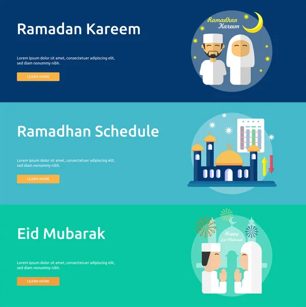 Ramadán y Eid Mubarak Banner Conceptual — Vector de stock