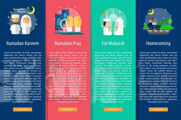Ramadán y Eid Mubarak Concepto de Bandera Vertical — Vector de stock