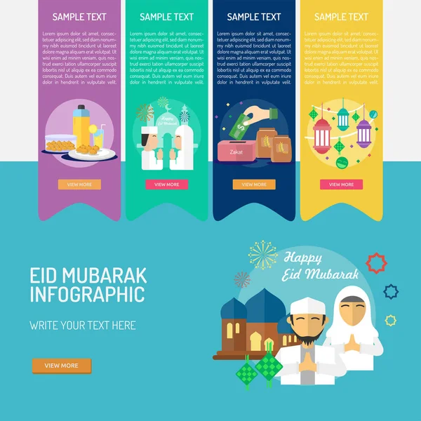 Infografía de Eid Mubarak — Archivo Imágenes Vectoriales