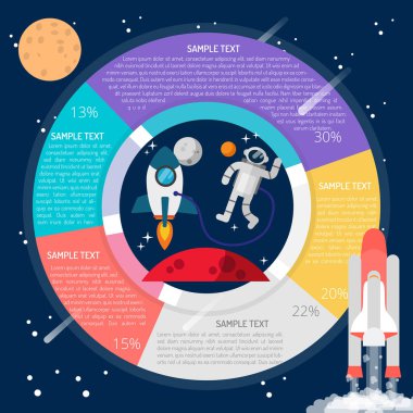 Uzay uçuşu Infographic kavramı