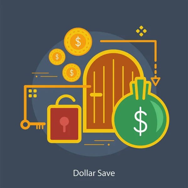 Dólar Salvar design conceitual — Vetor de Stock
