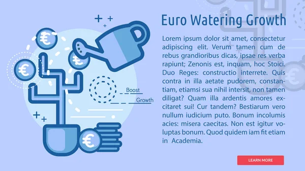 Euro Watering Growth Conceptual Banner — Stock Vector