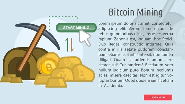 Bitcoin minería bandera Conceptual — Vector de stock