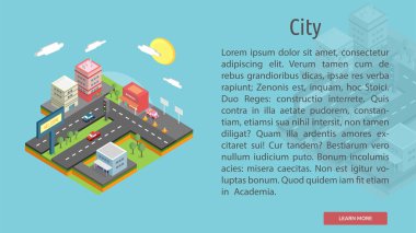 Isomatric şehir kavramsal afiş