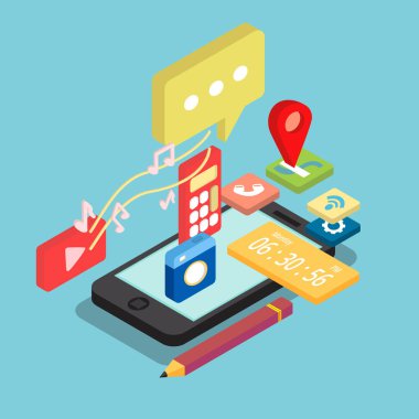 İzometrik telefon kavramsal tasarım