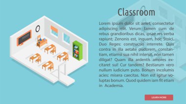 İzometrik sınıf kavramsal afiş