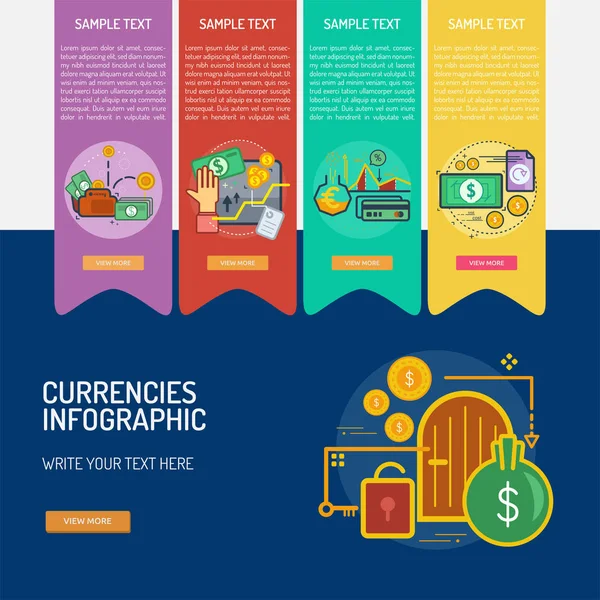 Design delle valute infografiche — Vettoriale Stock