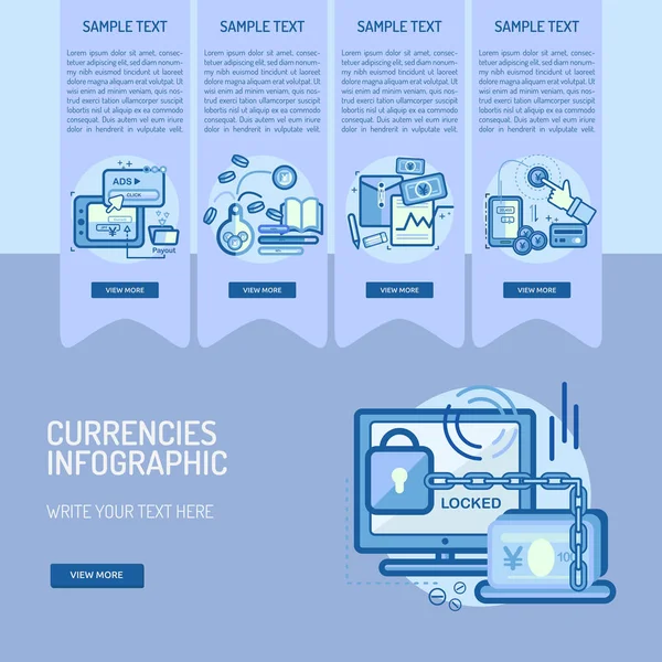 Conception de monnaies infographiques — Image vectorielle