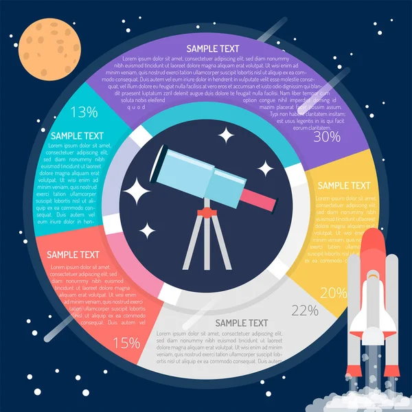 Illustrazione telescopica Infografica — Vettoriale Stock