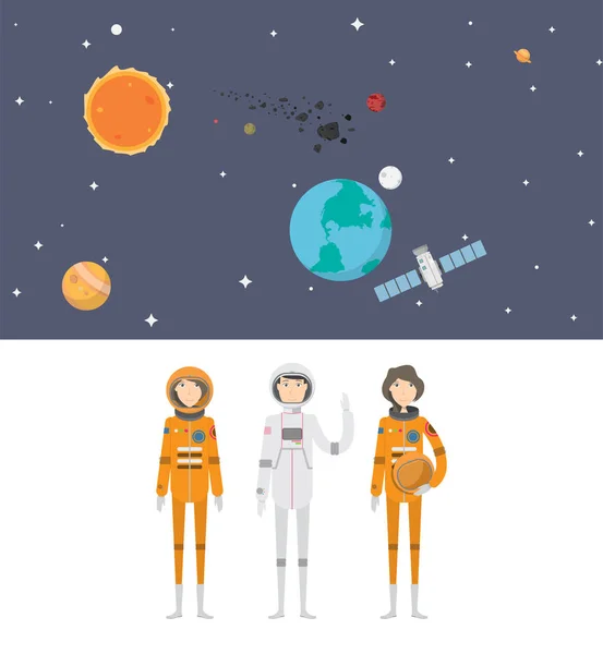 Space Background and Character Concept — Stock Vector