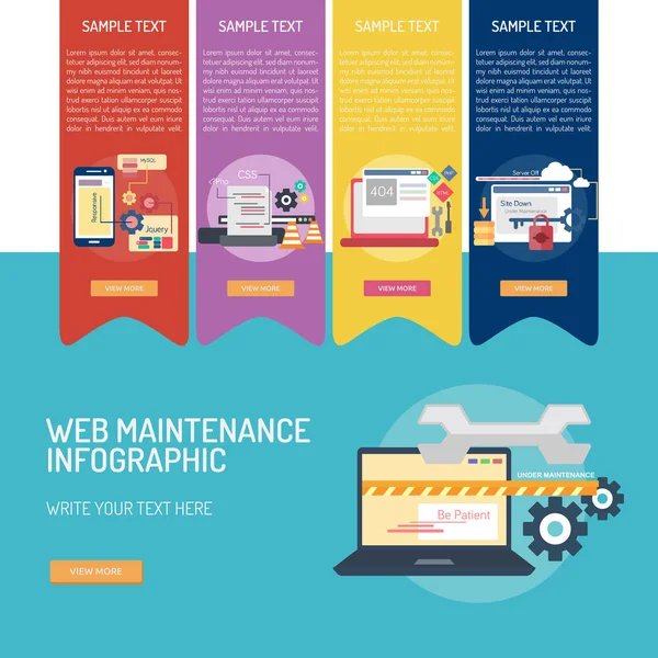 Complejo de infografías de mantenimiento web — Archivo Imágenes Vectoriales