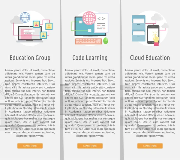 E-aprendizaje y educación en línea Banner Concept — Archivo Imágenes Vectoriales