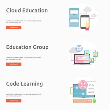 E-öğrenme ve çevrimiçi eğitim Banner tasarımı