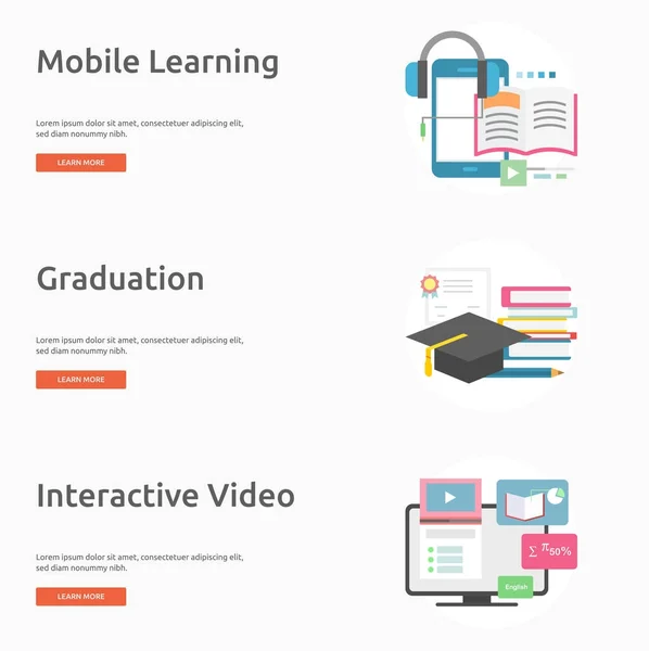 Ontwerp van de Banner van E-Learning en Online onderwijs — Stockvector