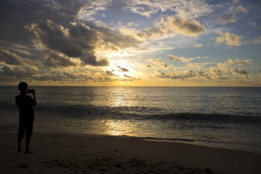 Singkawang Beach, Plaj Endonezya güzel gün batımı | Asya Beach