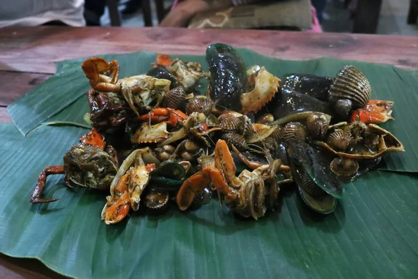 Krabbor Svartpeppar Skaldjur Svartpeppar Indonesiska Mat Asiatisk Mat — Stockfoto