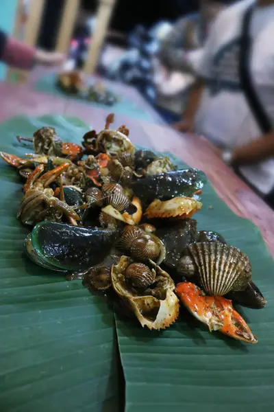Краби Чорний Перець Морепродукти Чорний Перець Індонезійська Їжа Азіатська Їжа — стокове фото