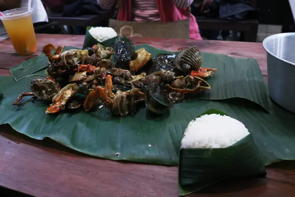 Lada Hitam Kepiting Lada Hitam Seafood Makanan Indonesia — Stok Foto