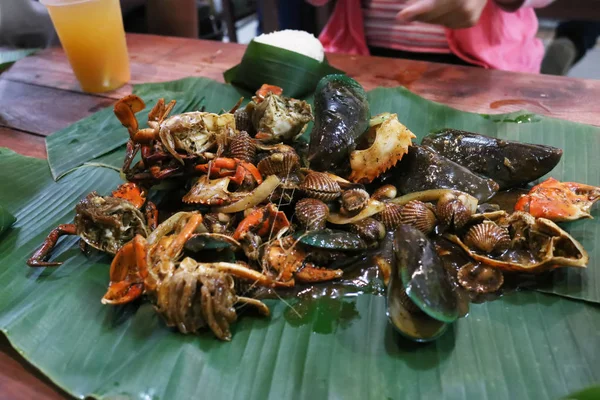 Lada Hitam Kepiting Lada Hitam Seafood Makanan Indonesia — Stok Foto