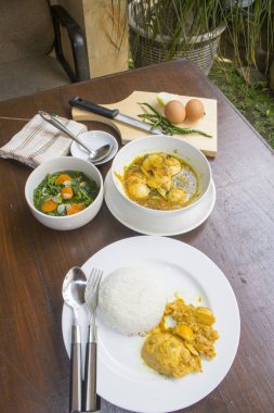 Yumurta soya sosu, tavuk soya sosu, Opor Ayam, tavuk suyu, Endonezya gıda | Assian gıda