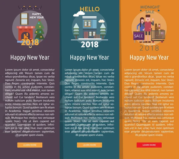 Feliz Año Nuevo Banner Concept — Vector de stock