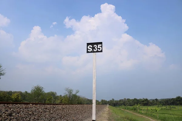 Segno Del Treno Segno Del Treno Indonesia Ferrovia Yogyakarta Città — Foto Stock