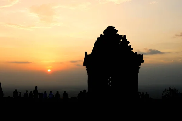 Sunset Candi Ijo Přírodní Prohlídka Zelená Chrámová Indonésie Cestování — Stock fotografie