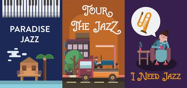 Jazz Design Cartaz Música — Vetor de Stock