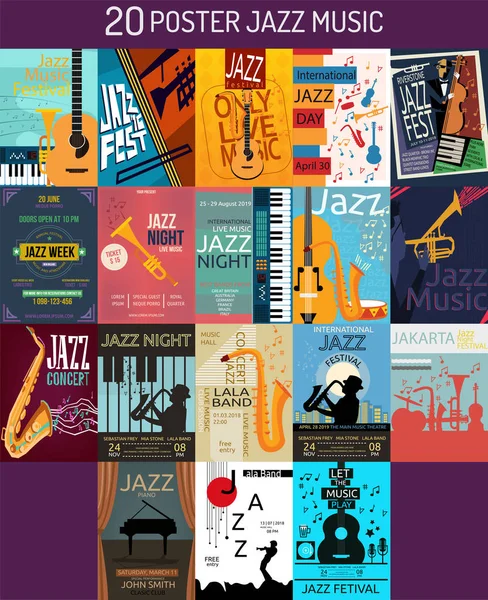 Jazz Design Cartaz Música — Vetor de Stock