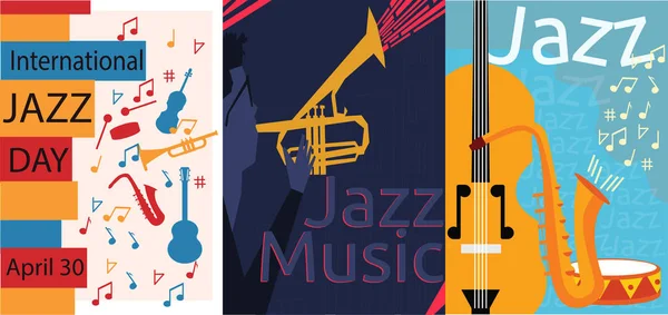 Diseño Póster Música Jazz — Vector de stock